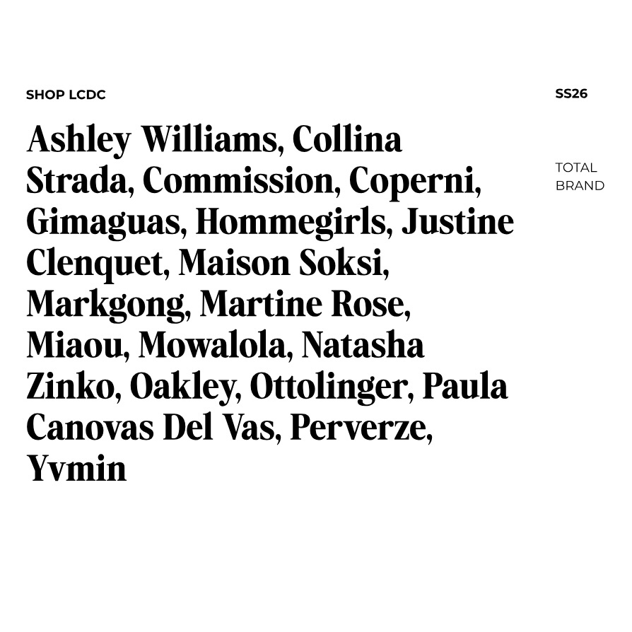 SHOP LCDC SS26 buying portfolio brand list